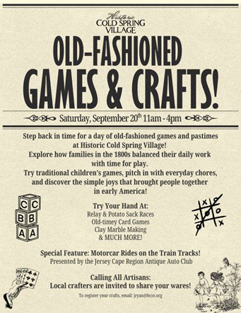 Historic Cold Spring Village Presents: Old-Fashioned Games & Crafts